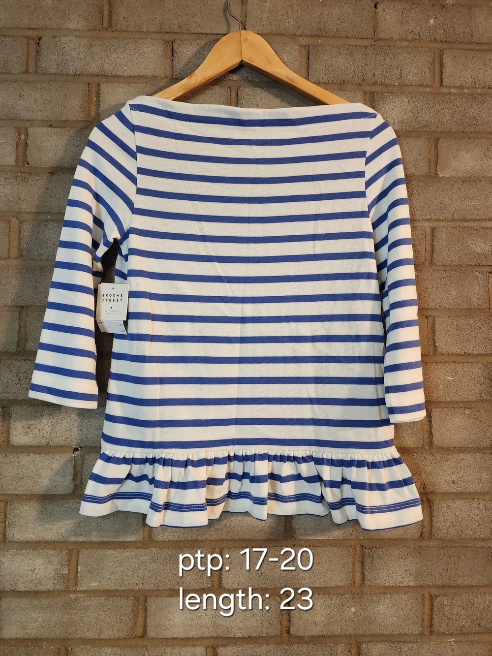 Kate Spade Broome Street Striped Boatneck Nautical Women’s Top - Blue and White